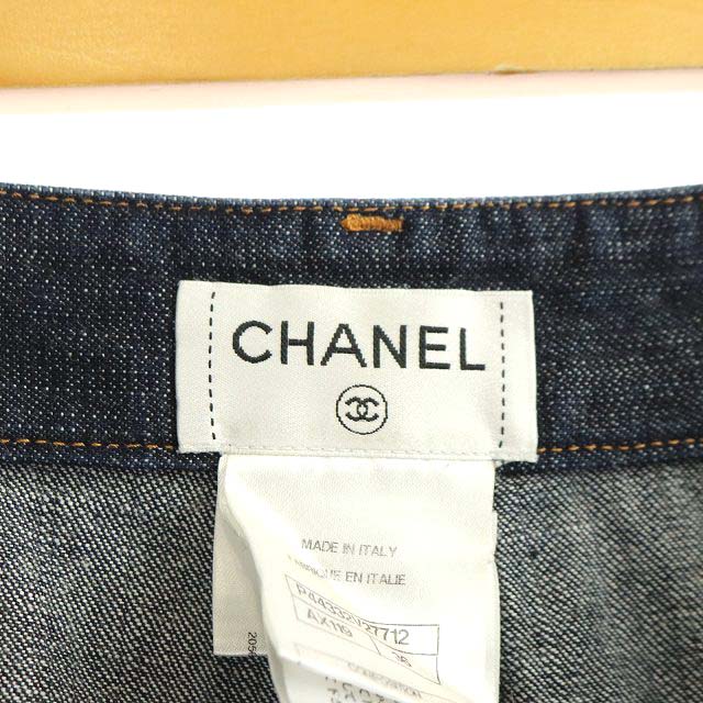シャネル CHANEL 12A デニム ジーンズ パンツ ワイド ハイウエスト 