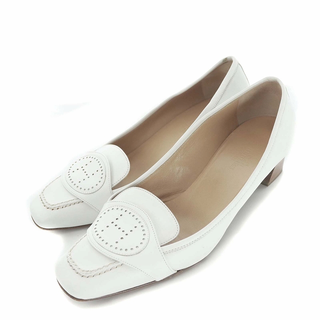 エルメス HERMES エブリン パンプス チャンキーヒール スクエアトゥ