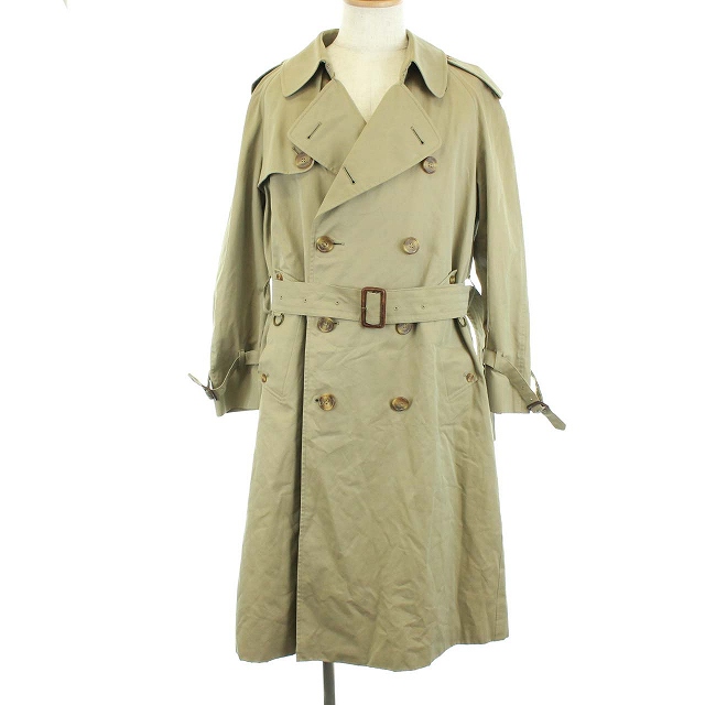 アクアスキュータム Aquascutum ヴィンテージ トレンチコート ダブル アウター ロング ライナー付き クラブチェック 英国製 M カーキ Kh メンズ 165 ベクトルパーク