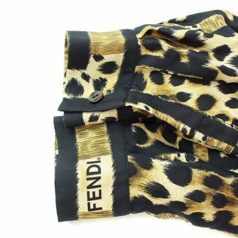 FENDI イタリア製 レオパード柄長袖レディースシャツ Ｓ FENDI イタリア製 レオパード柄長袖レディースシャツ S