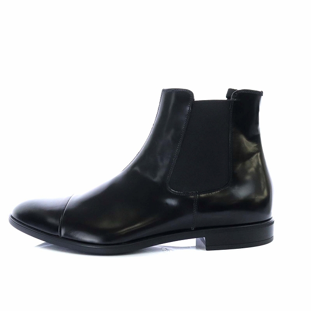未使用品 プラダ PRADA サイドゴア ショートブーツ レザー 9 28.0cm 黒 