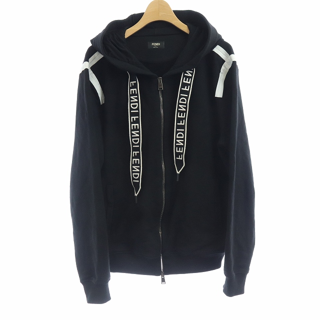 フェンディ FENDI 長袖 ジップアップ パーカー スウェット 裏起毛 ロゴ  