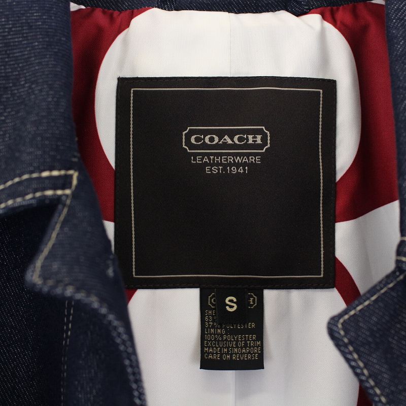 コーチ COACH ステンカラー デニムコート ミドル丈 裏地シグネチャー 