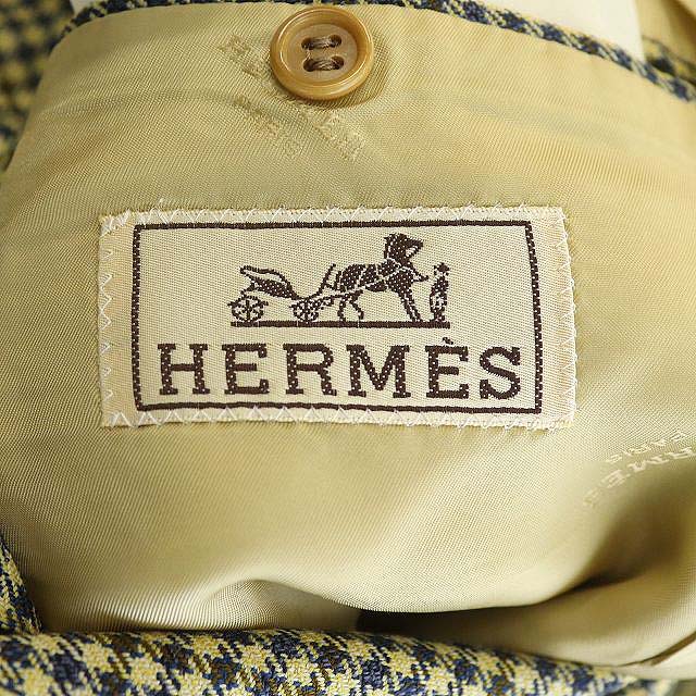 エルメス HERMES テーラードジャケット シングル 千鳥格子 総裏地 3B  