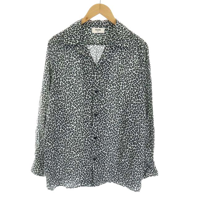 セリーヌ CELINE 19AW エディ期 シャツ 長袖 総柄 レオパード ヒョウ柄 