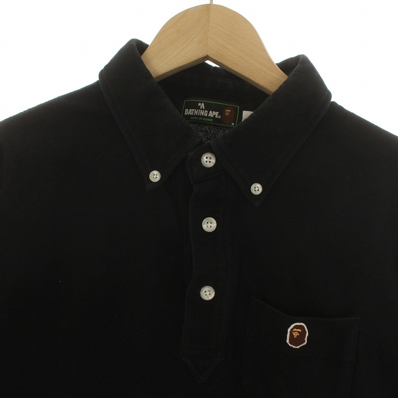 A Bathing Ape 黒 ポロシャツ アベイシングエイプ A BATHING APE ポロシャツ ボタンダウン