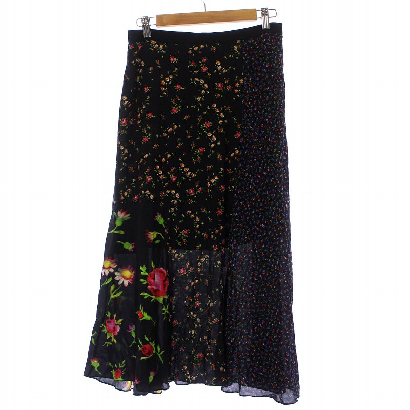 【美品】アレキサンダーマックイーン　リボンモチーフ ギャザータフタロングスカート 美品】アレキサンダーマックイーン リボンモチーフ ギャザータフタ