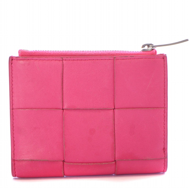 【美品】BOTTEGA 二つ折り イントレチャート 財布 マキシ 本革 パープル ボッテガヴェネタ BOTTEGA VENETA マキシイントレチャート 二