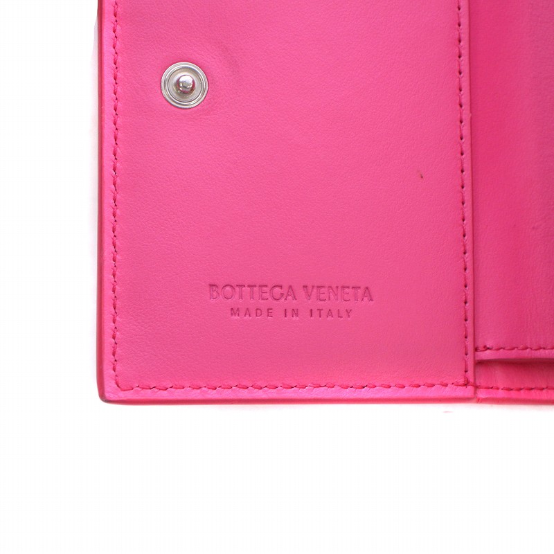 【美品】BOTTEGA 二つ折り イントレチャート 財布 マキシ 本革 パープル ボッテガヴェネタ BOTTEGA VENETA マキシイントレチャート 二