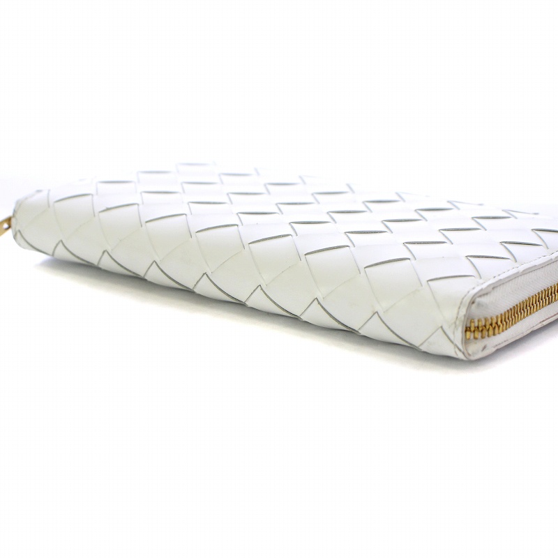 値下げ♪ボッテガヴェネタ　長財布　ラウンドファスナー　白 ボッテガヴェネタ BOTTEGA VENETA イントレチャート 長財布