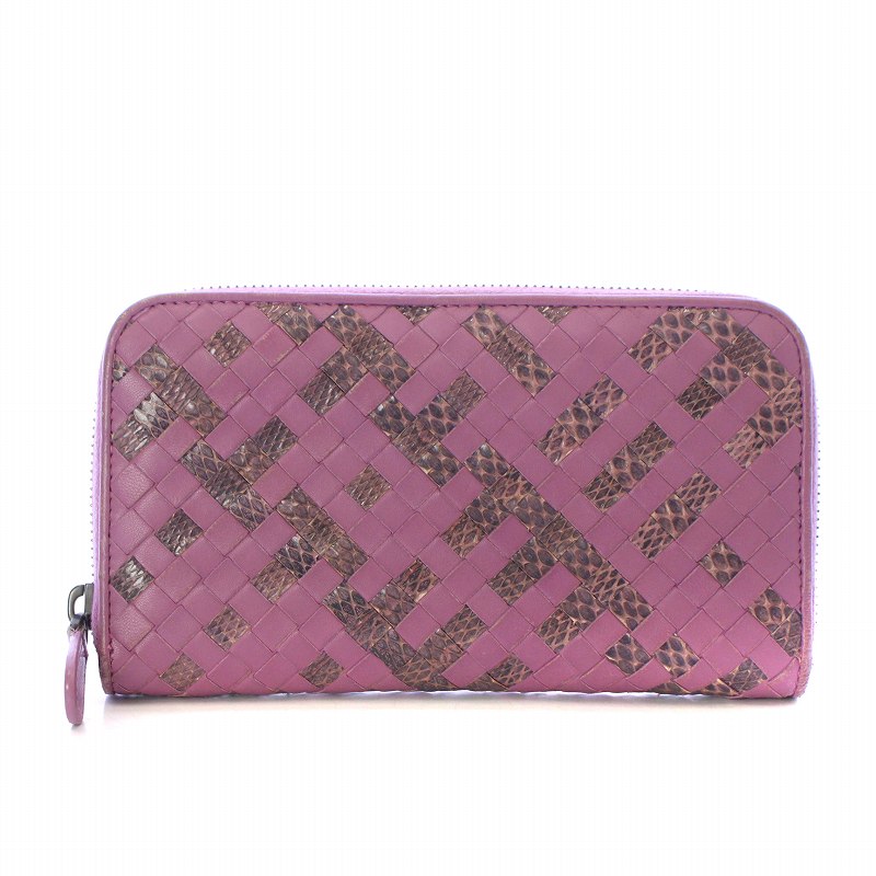 Bottega Veneta イントレチャート 長財布 ピンク ボッテガヴェネタ  