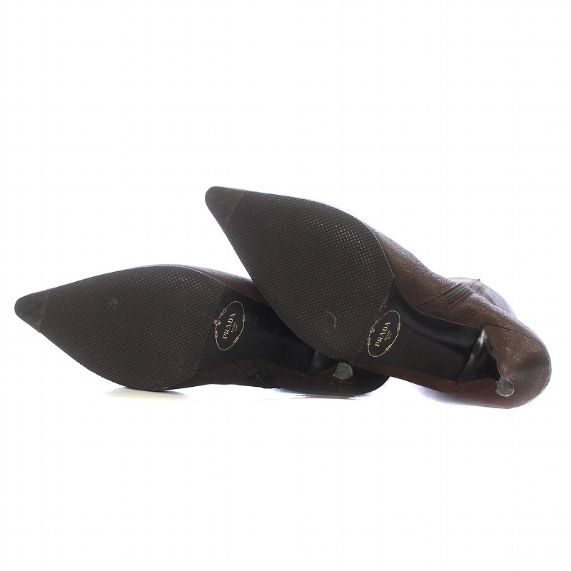 プラダ PRADA ロングブーツ レザー ポインテッドトゥ ピンヒール