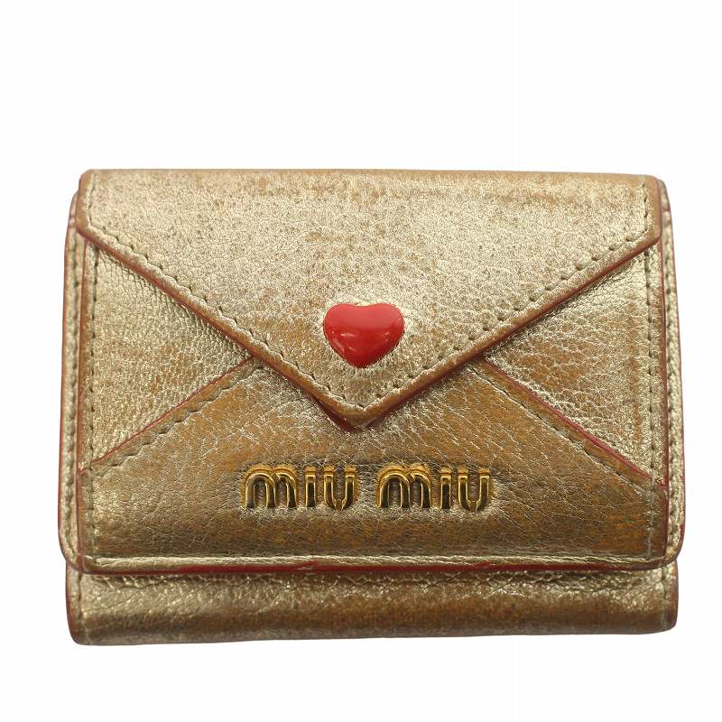 ミュウミュウ miumiu 三つ折り財布 ミニウォレット マドラスラブ 