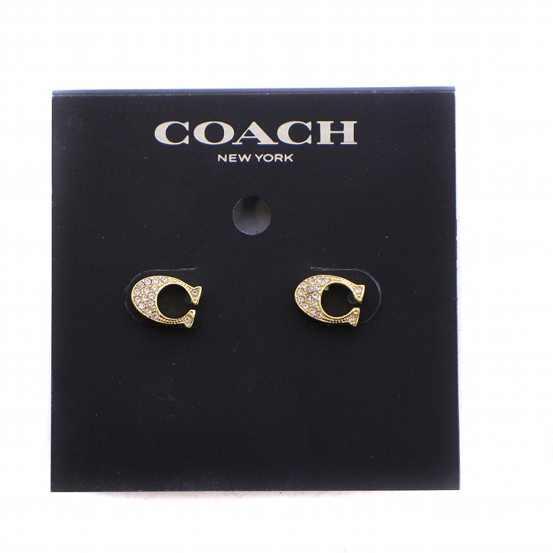 COACH コーチ　ゴールド　ラインストーン　ピアス　両耳 COACH コーチ ゴールド ラインストーン ピアス 両耳