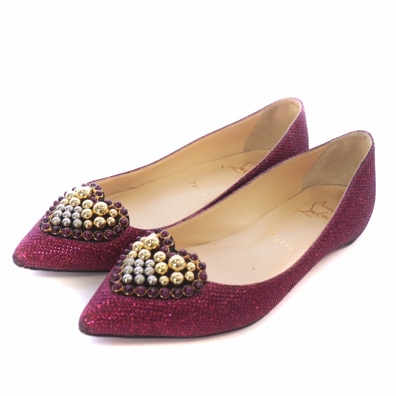 クリスチャンルブタン　ピンクグリッター　ポインテッドトゥ　パンプス クリスチャンルブタンピンクグリッターポインテッドトゥパンプス