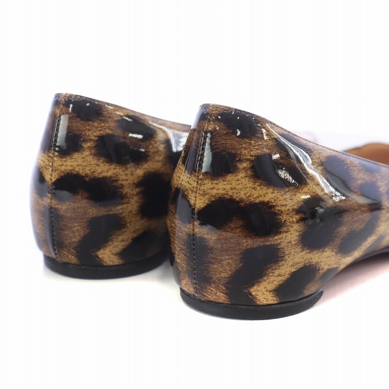 クリスチャンルブタンエナメルブラウン茶パンプス36レディース