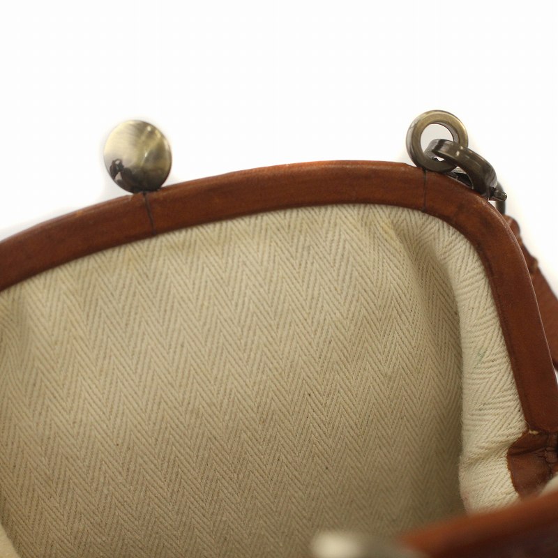 genten/がま口/ショルダーバッグ/ブラウン/レザー/ミニ