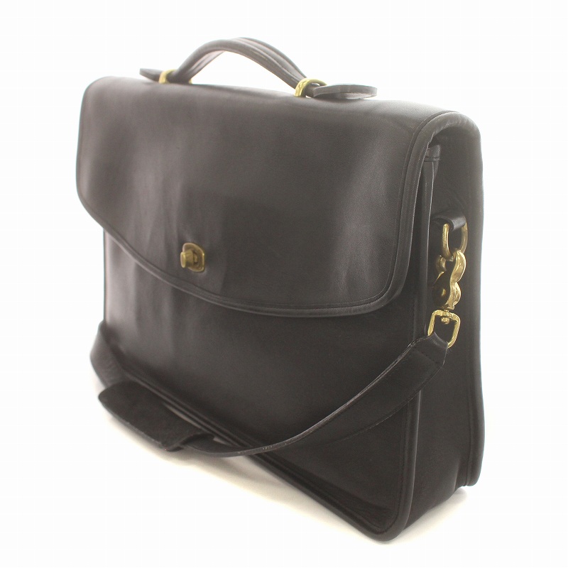 オールドコーチ　ビジネスバッグ　ハンドバッグ　2way ショルダーバッグ USA製 COACH オールド コーチ 2WAY レザー ショルダーバッグ 黒