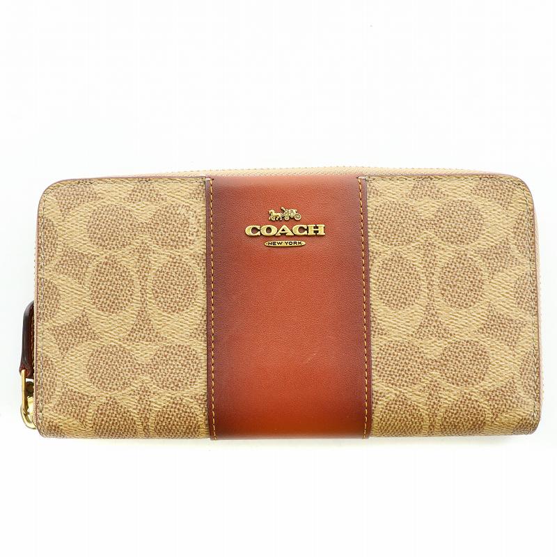 ☆中古品☆ COACH オレンジ 長財布 アコーディオンジップ（コーチ  