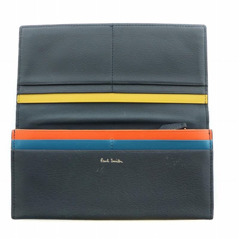 ポールスミス PAUL SMITH 二つ折り 長財布 レザー ロゴ マルチ