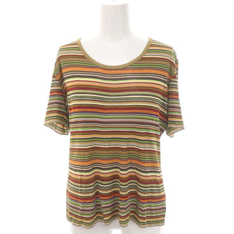 ミッソーニ MISSONI サマーニット カットソー 半袖 マルチボーダー 44 