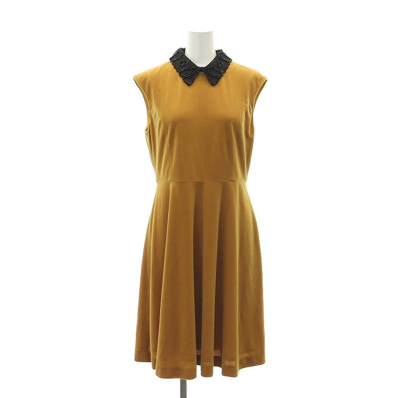 グレースコンチネンタル刺繍衿ベロアワンピース36