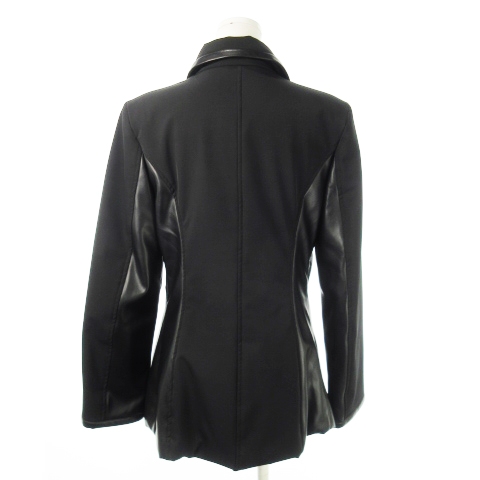 プラダ ステンカラーコート レザー切り替え 三角ロゴプレート L