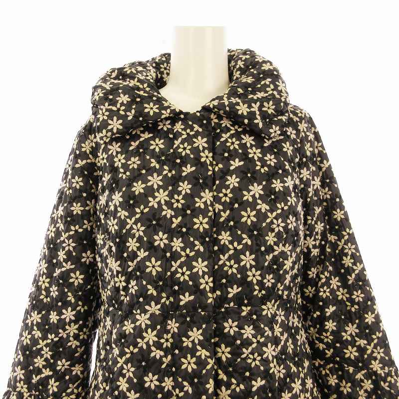 トッカ TOCCA ダウンコート ロング 花柄刺繍 0 黒 ブラック CMTOSW0020