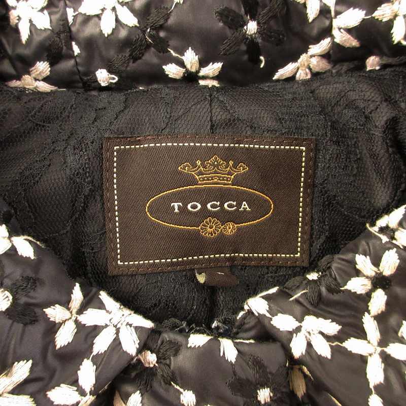 トッカ TOCCA ダウンコート ロング 花柄刺繍 0 黒 ブラック CMTOSW0020
