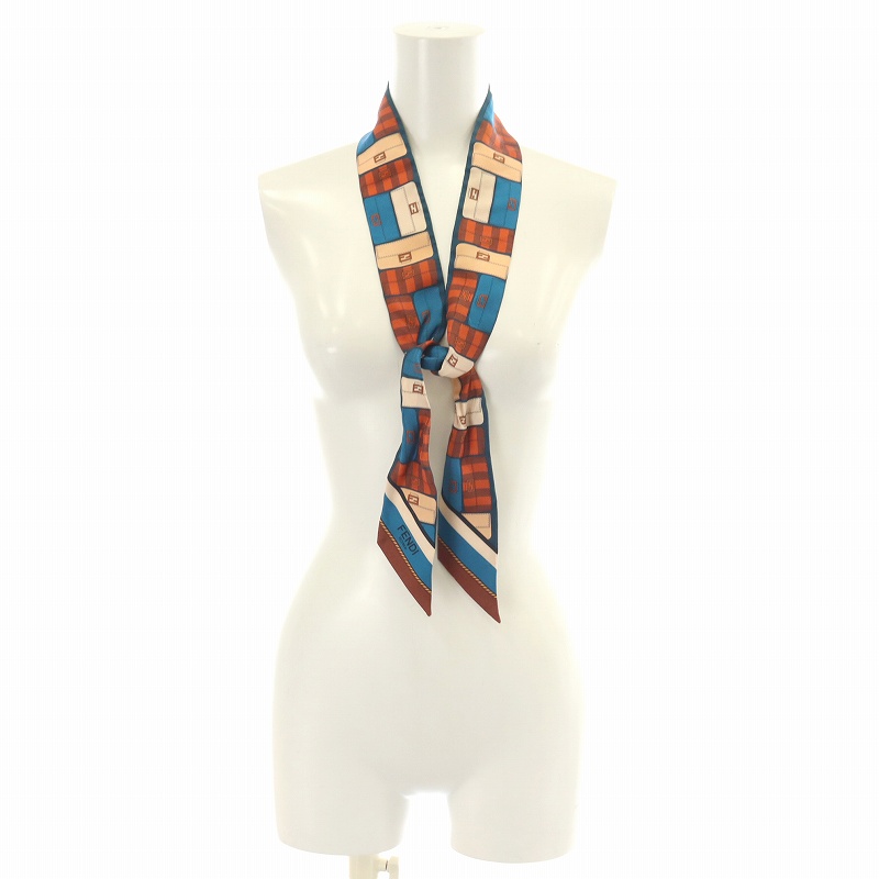 【夏SALE☆美品】フェンディ　レディース　スカーフ　バンダナ　ラッピー　シルク すぐ届く FENDIフェンディ ラッピー シルクバンドゥ スカーフ (FENDI