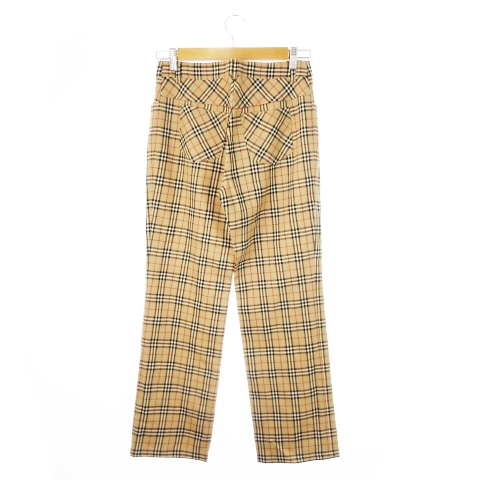 バーバリーブルーレーベル ウール　アンゴラ混 キャメル メガチェック 38 バーバリーブルーレーベル ウール アンゴラ混 キャメル メガ