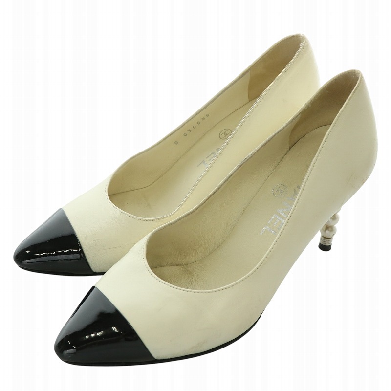 シャネル ココマークヒール バイカラー パンプス 35.5C(約22.5cm)