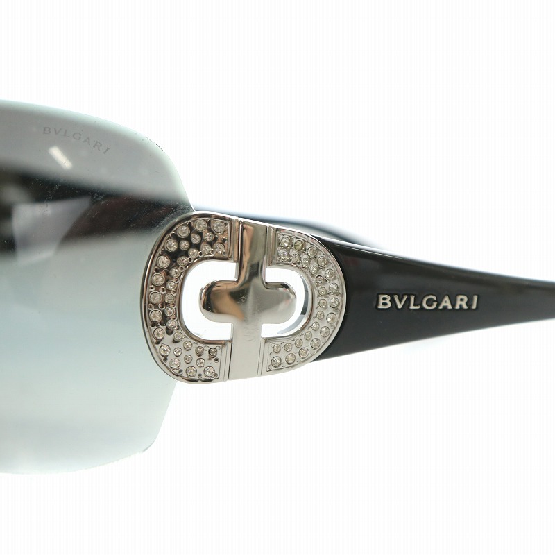 【中古】ブルガリ BVLGARI 眼鏡 サングラス セルフレーム グラデーション リムレス ラインストーン ロゴ 黒 6007-B ブルガリ BVLGARI 眼鏡 サングラス セルフレーム グラデーション