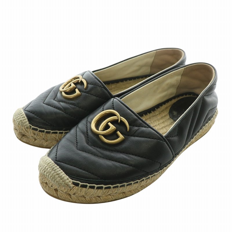 グッチ GUCCI サンダル スリッポン レザー エスパドリーユ