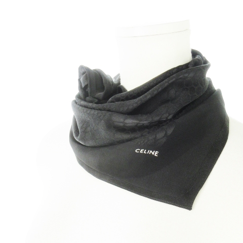 美品　CELINE セリーヌ　wool silk scarf スカーフ エレガントさを演出♪【CELINE】シルク ヘリテージ バンダナ