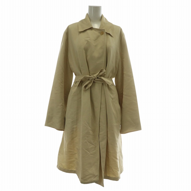 【中古】マックスマーラ MAX MARA 白タグ ステンカラーコート アウター ロング ベルト付き 40 L ベージュ マックスマーラ MAX MARA 白タグ ステンカラーコート アウター ロング