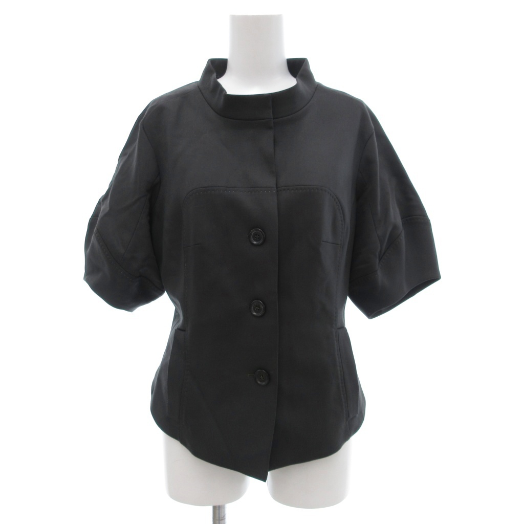 【中古】セリーヌ CELINE ジャケット マカダムチェーン スタンドカラー 裏地総柄 36 チャコールグレー /JS ■GY19 セリーヌ CELINE ジャケット マカダムチェーン スタンドカラー 裏地総