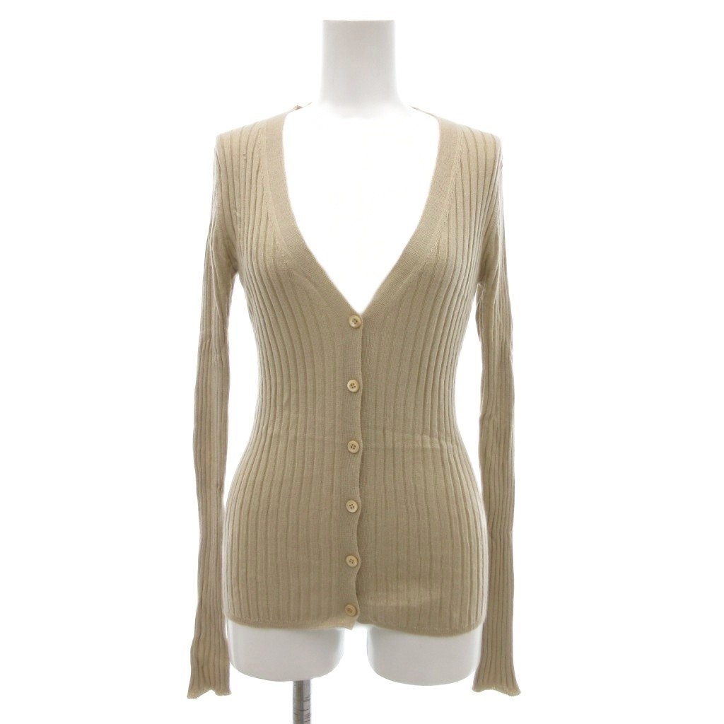 プラダ PRADA カーディガン カシシル カシミヤ シルク混 40 ベージュ