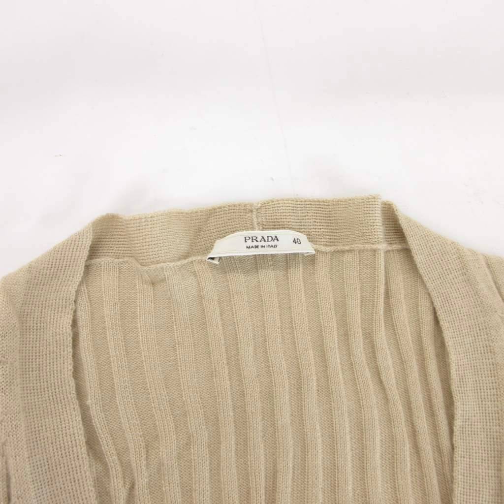 プラダ PRADA カーディガン カシシル カシミヤ シルク混 40 ベージュ
