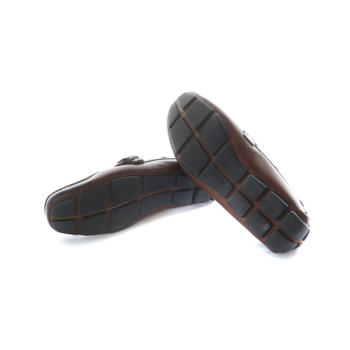 プラダ PRADA ローファー 革靴 スクエアトゥ ロゴ ベルト レザー 6.5