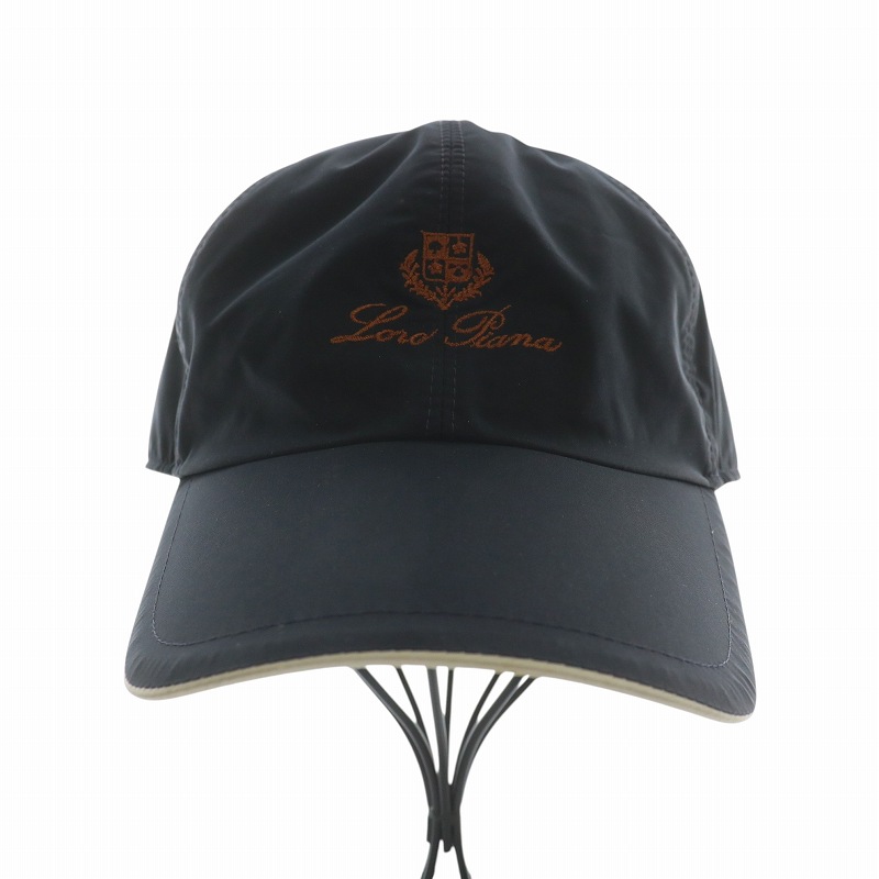 ロロピアーナ Loro Piana 帽子 キャップ ロゴ 刺繍 L 紺 ネイビー /XZ