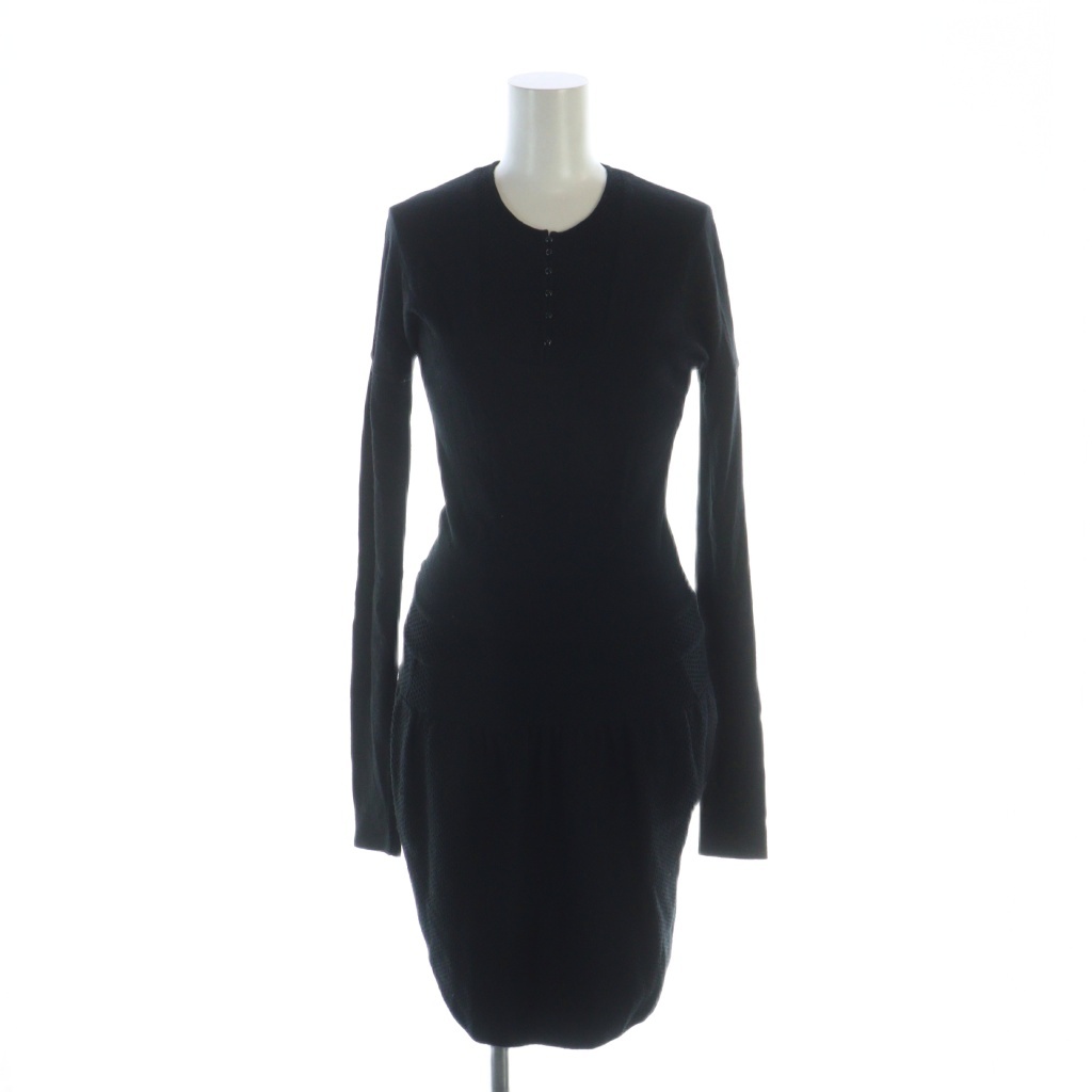 BALENCIAGA ブラックニットロングワンピース バレンシアガ BALENCIAGA ロングワンピース ニット ロゴ 長袖 36 XS 黒