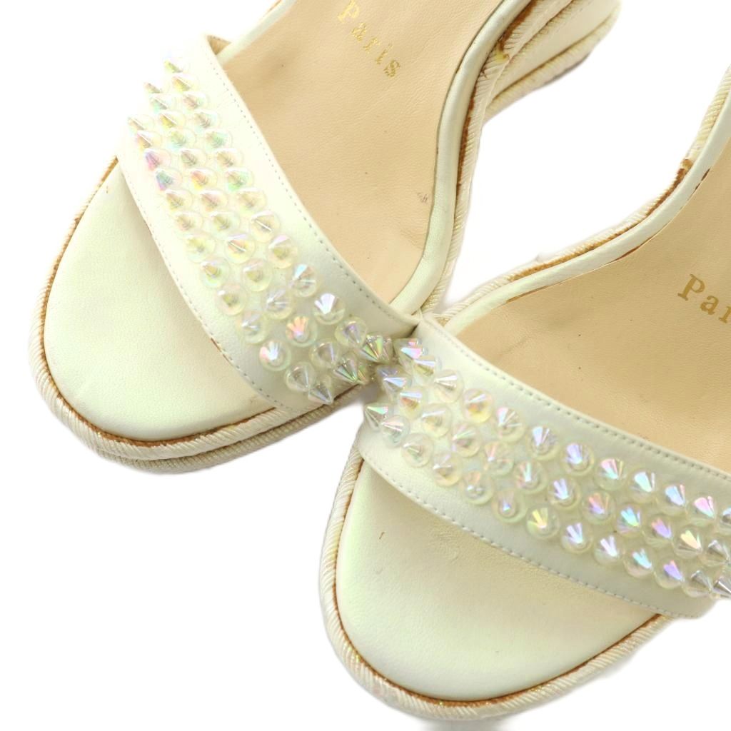 クリスチャンルブタン ウェッジソール ゴールド サンダル オープントゥ 38 Christian Louboutin クスチャンルブタン ウェッジソール