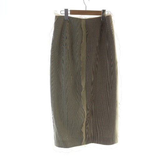 フェンディ FENDI タイトスカート ロング 千鳥格子 ジップフライ ロゴ