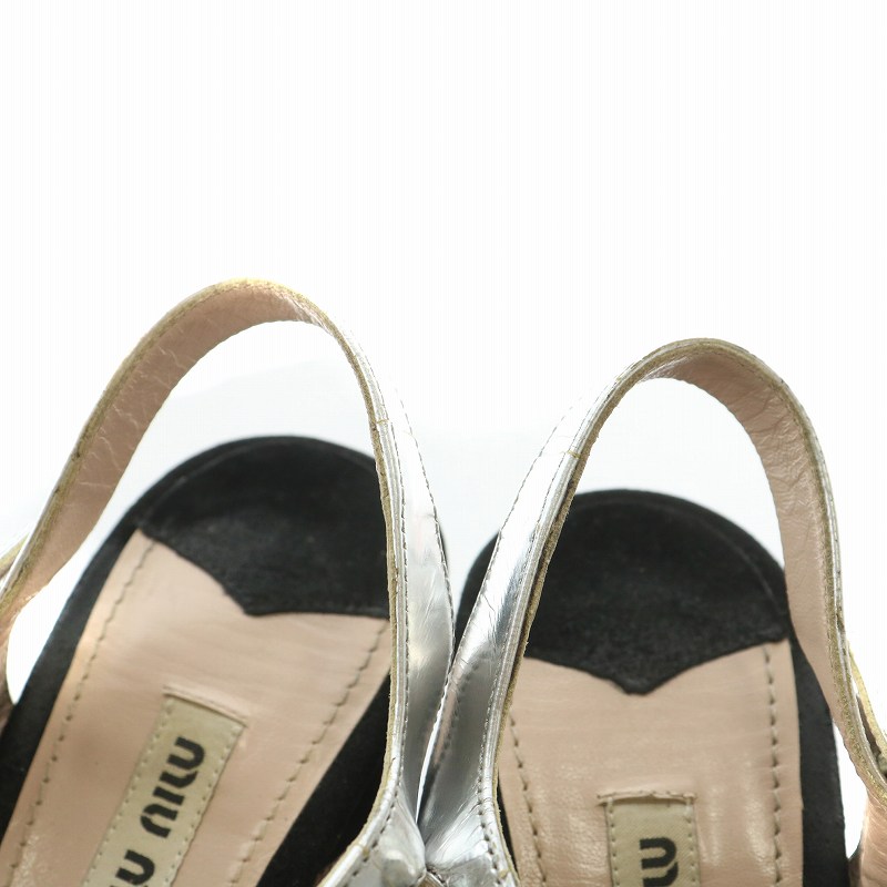 ミュウミュウ miumiu サンダル スエード レザー オープントゥ チャン  