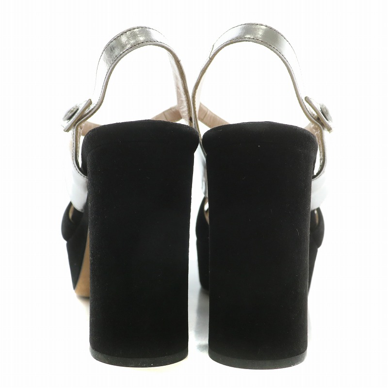 ミュウミュウ miumiu サンダル スエード レザー オープントゥ チャン  