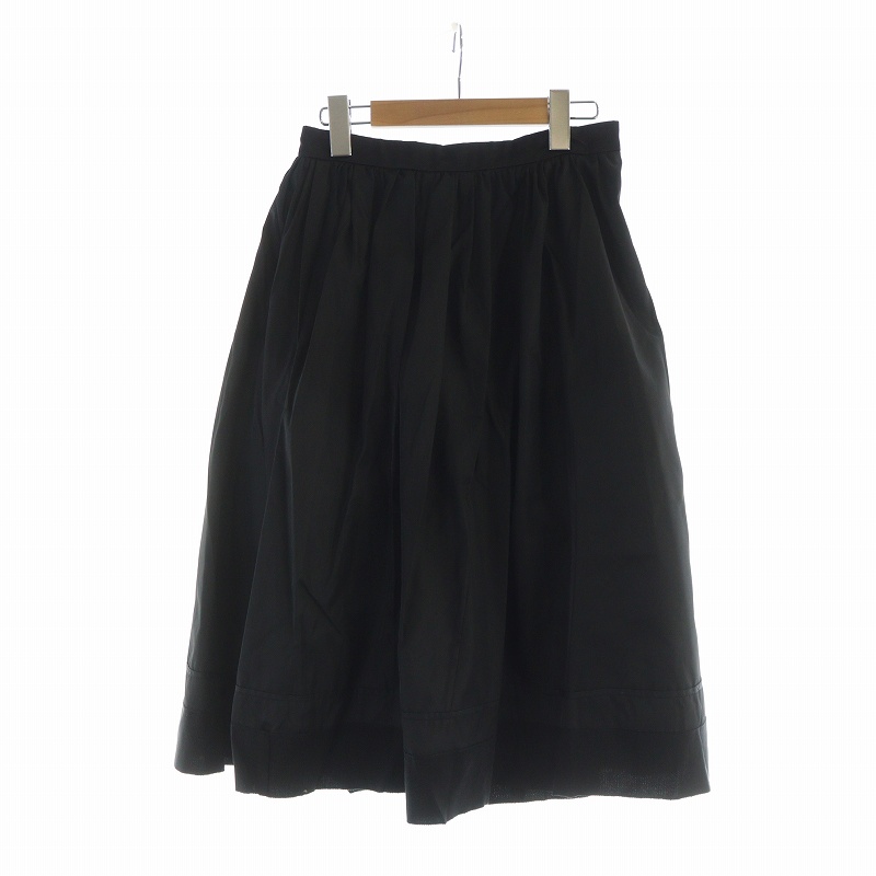 プラダ PRADA ギャザースカート フレア ミドル ロゴ ジップフライ