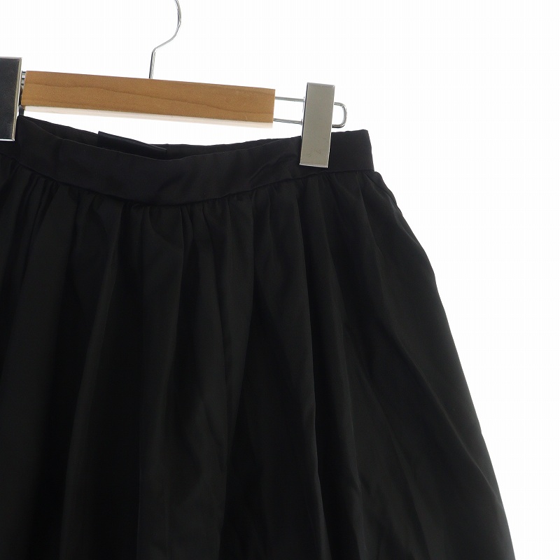 プラダ PRADA ギャザースカート フレア ミドル ロゴ ジップフライ