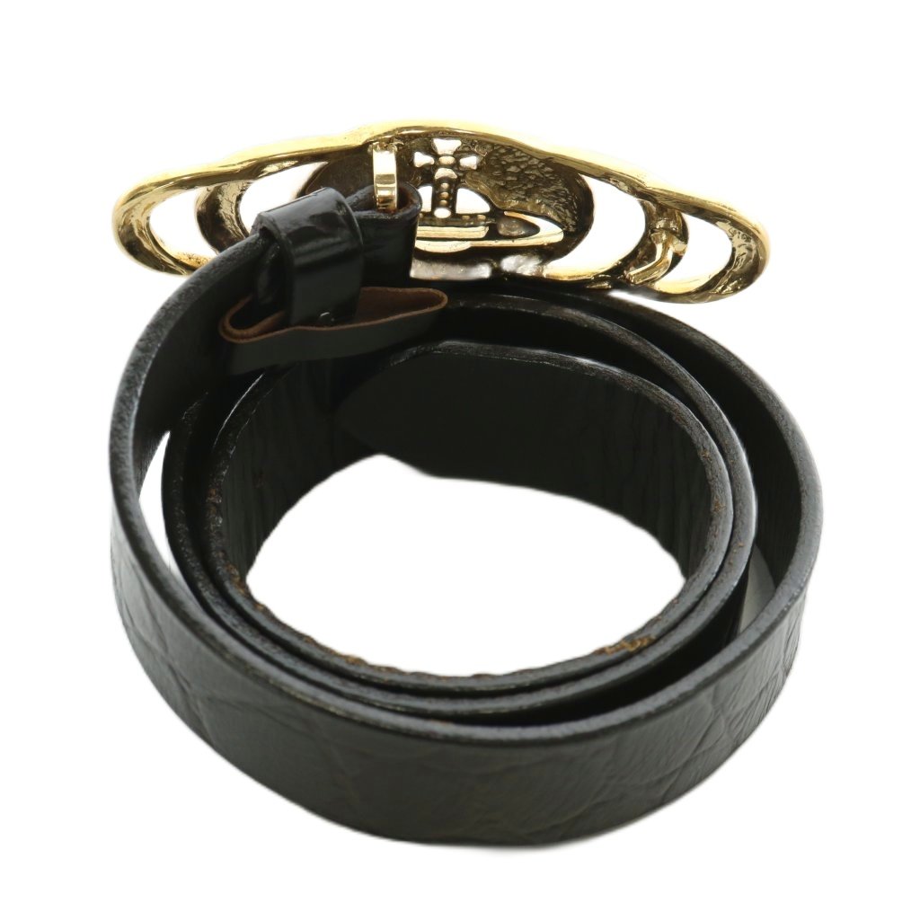 Vivienne Westwood レザーベルト ブラック ゴールドオーブ ヴィヴィアンウエストウッド Vivienne Westwood ベルト バックル