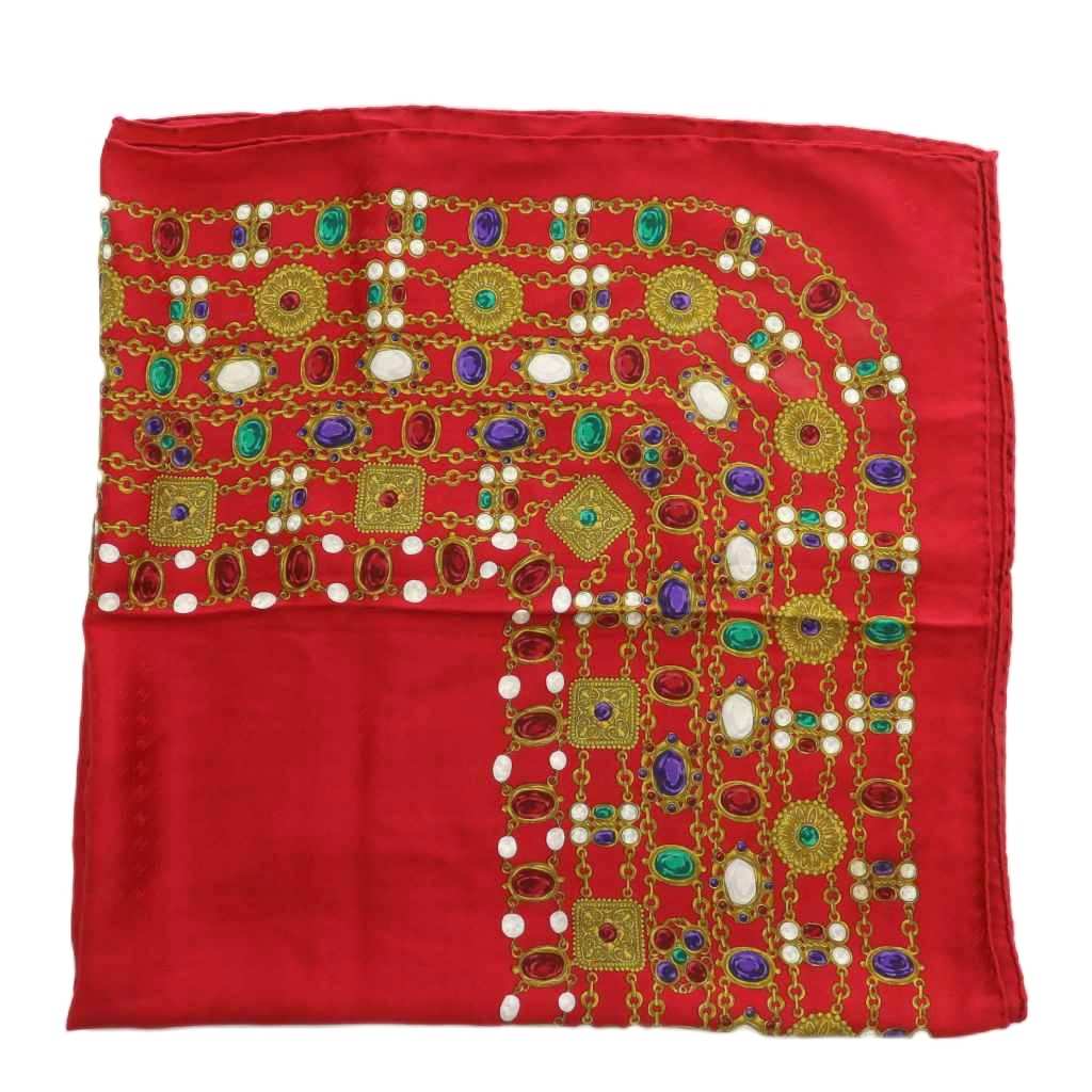 シャネル CHANEL スカーフ 大判 絹 シルク ジュエリー柄 総柄 ココ  